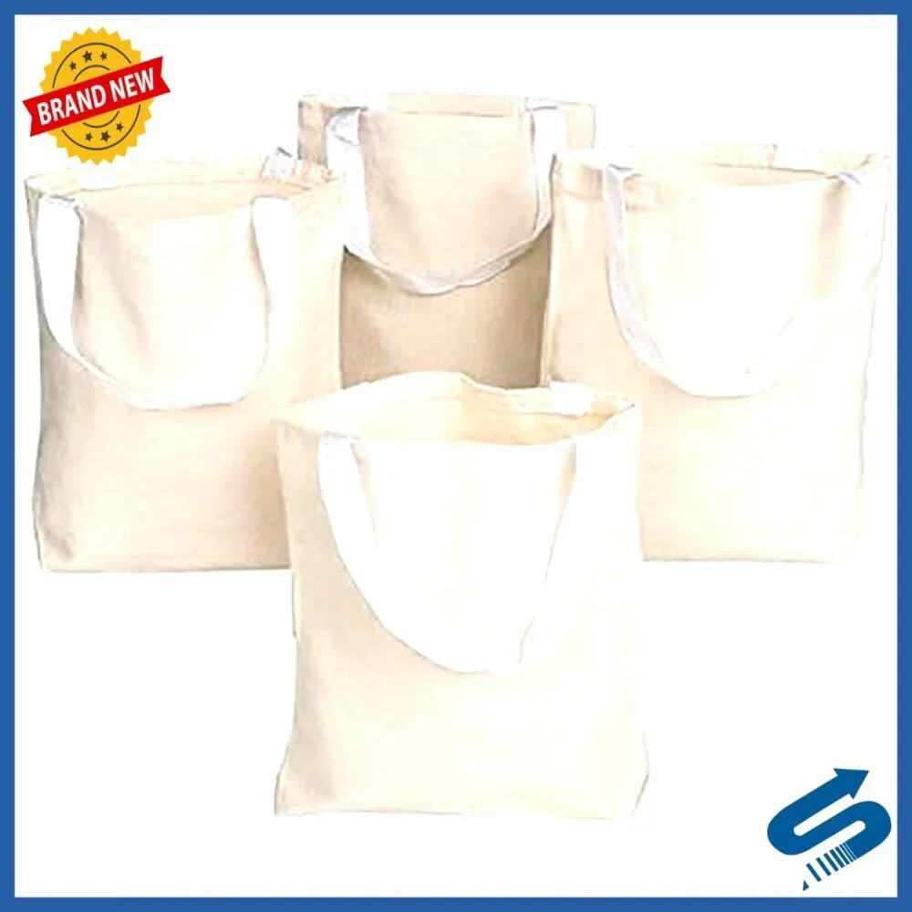 Natural Canvas Tote Bags Bulk Pack DIY Crafting Embroidery Reusable Grocery
